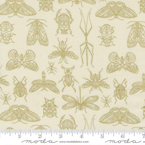 Meadowmere Metallic Cloud - Midnight Insects - Quilt Fabric, zoomed in. Select this picture to zoom back out.