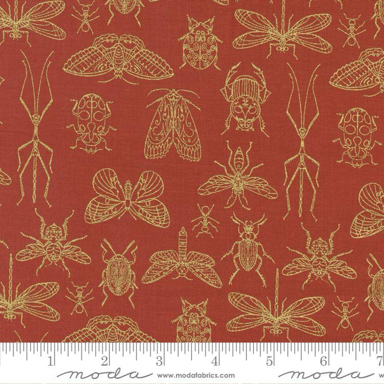 Meadowmere Metallic Poppy - Midnight Insects - Quilt Fabric