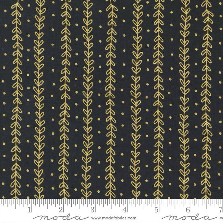 Meadowmere Metallic Night - Petal Stripes - Quilt Fabric