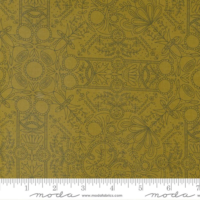Quaint Cottage Lichen - Lace Damask Blender - Quilt Fabric