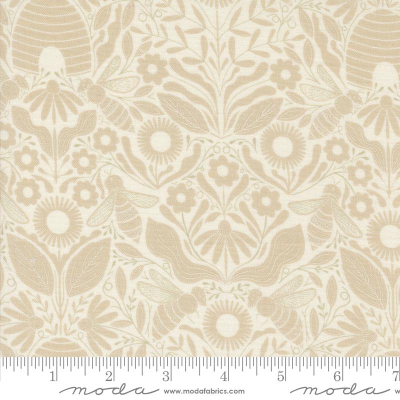 Bee Garden Damask - Porcelain - Quilt Fabric