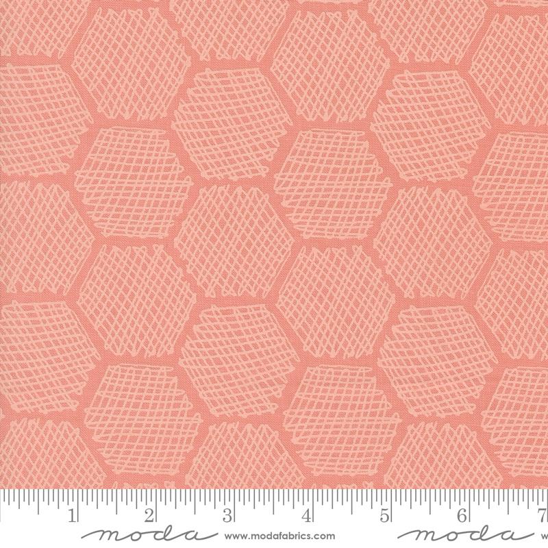 Bee Garden Honeycomb - Carnation - Quilt Fabric