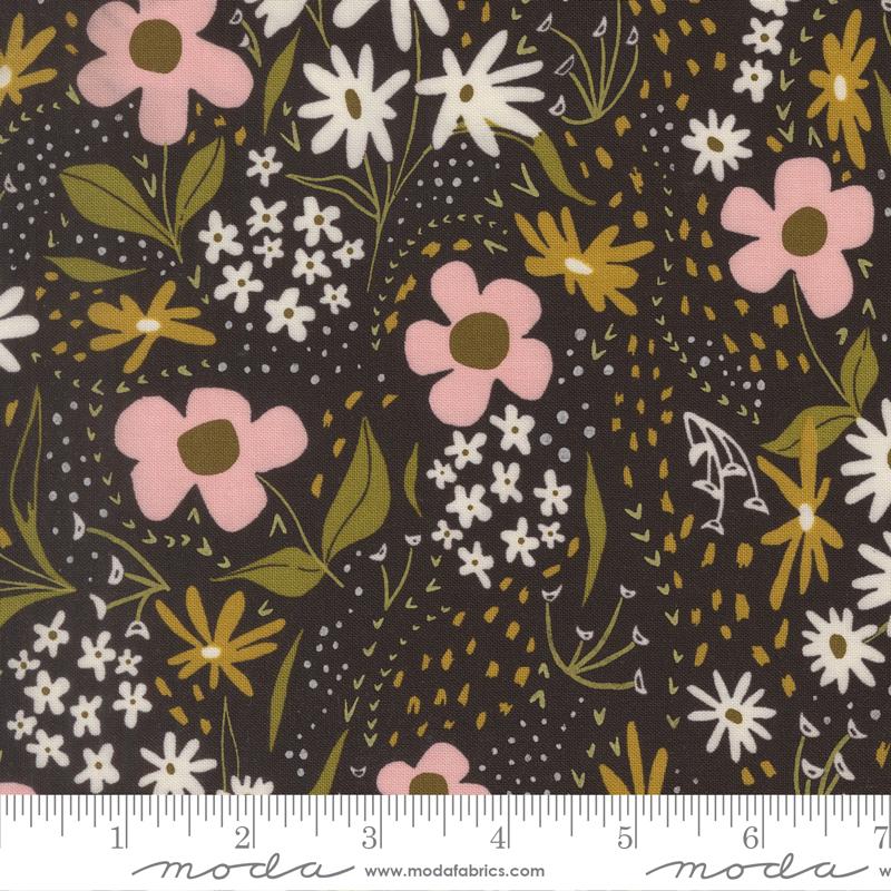 Night Owl Flowers Midnight - Quilt Fabric