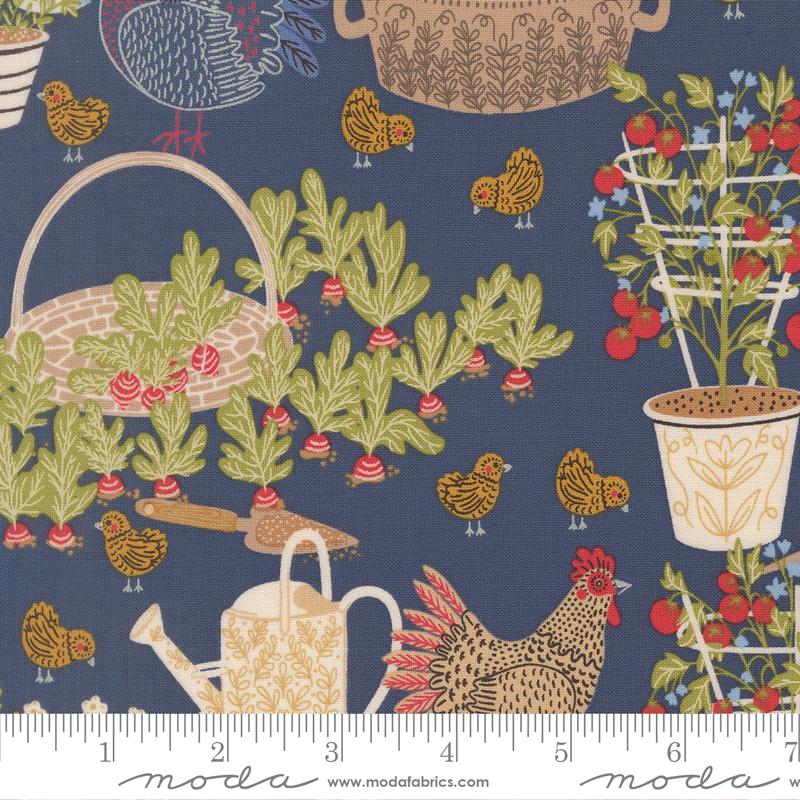 The Henhouse Garden Denim - Quilt Fabric