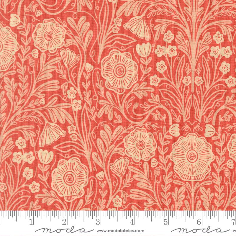 The Henhouse Flowers Tomato - Quilt Fabric