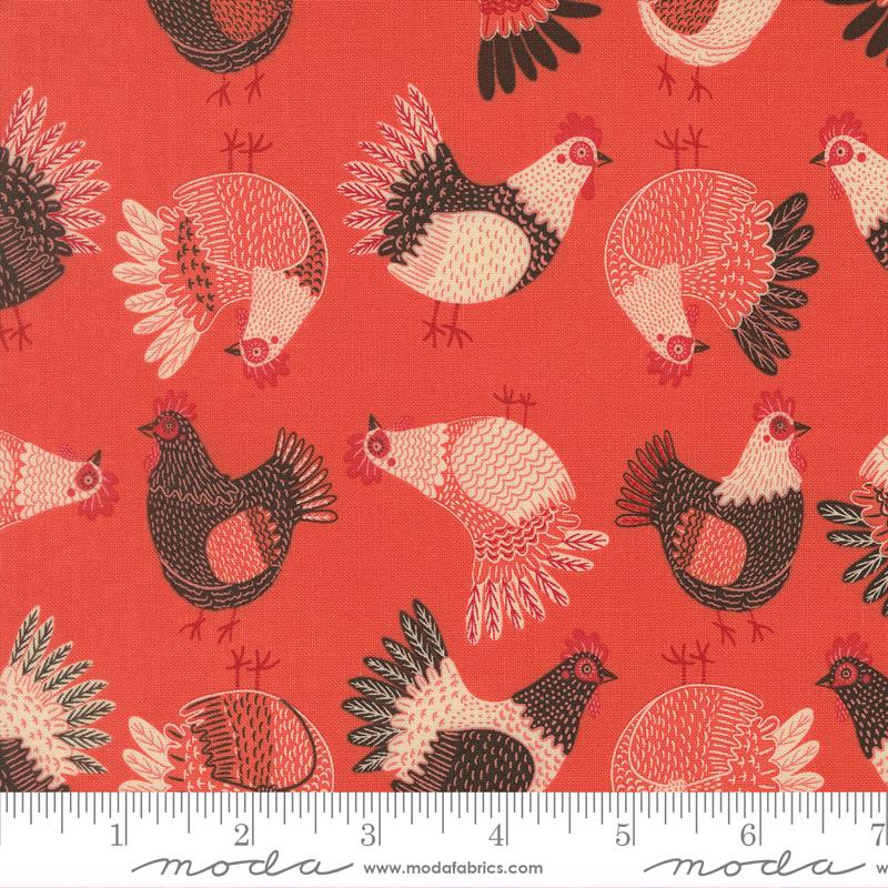 The Henhouse Hens Tomato - Quilt Fabric