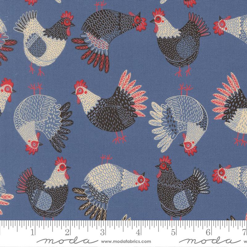 The Henhouse Hens Cobalt - Quilt Fabric