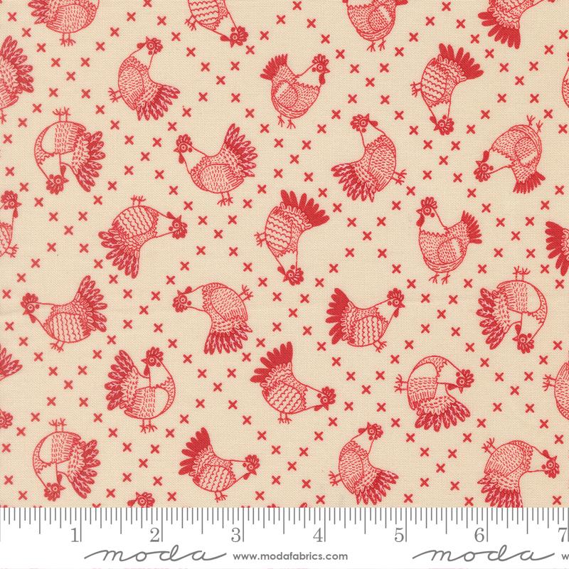 The Henhouse Chickens Cloud Barn - Quilt Fabric