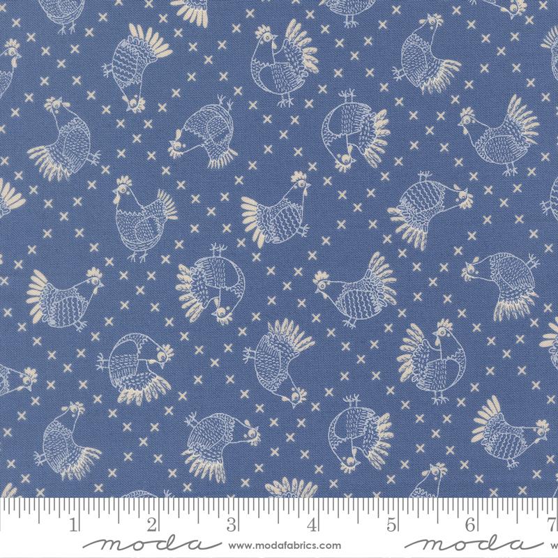 The Henhouse Cobalt - Quilt Fabric