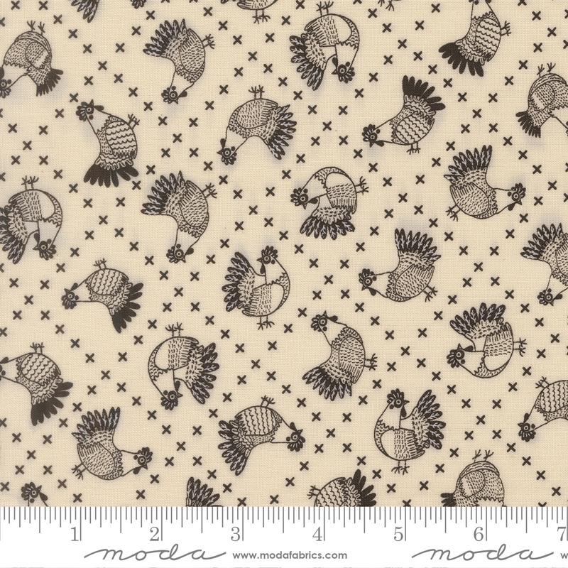 The Henhouse Chickens Cloud Iron - Quilt Fabric