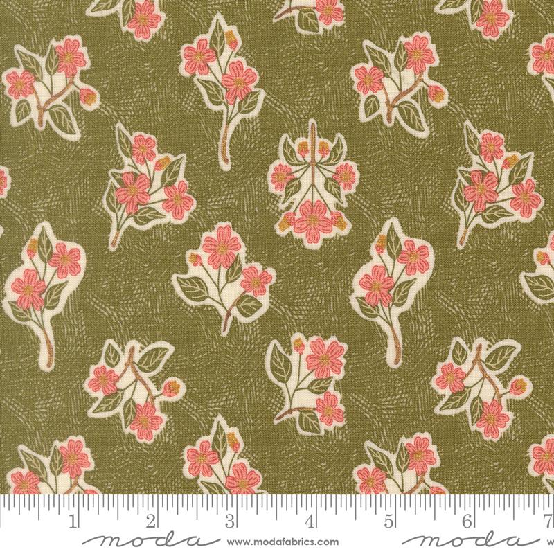 Ladybug Whimsy Flower Grass - Quilt Fabric, zoomed in. Select this picture to zoom back out.