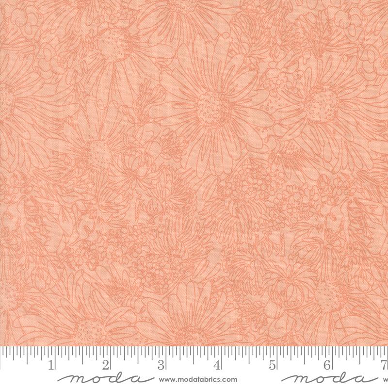 Ladybug Whimsy Sketchs Pretty Pink - Quilt Fabric, zoomed in. Select this picture to zoom back out.