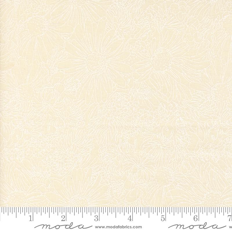 Ladybug Whimsy Sketch Eggshell Cream - Quilt Fabric, zoomed in. Select this picture to zoom back out.