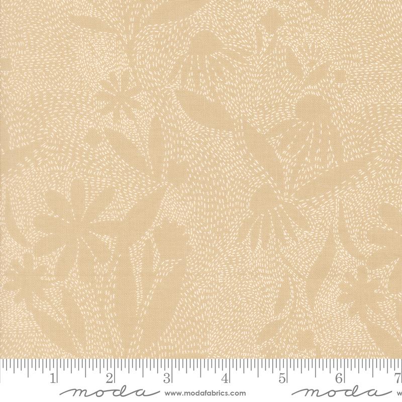 Ladybug Whimsy Fronds Natural - Quilt Fabric, zoomed in. Select this picture to zoom back out.