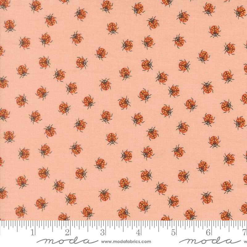 Ladybug Whimsy Bugs Pretty Pink - Quilt Fabric, zoomed in. Select this picture to zoom back out.