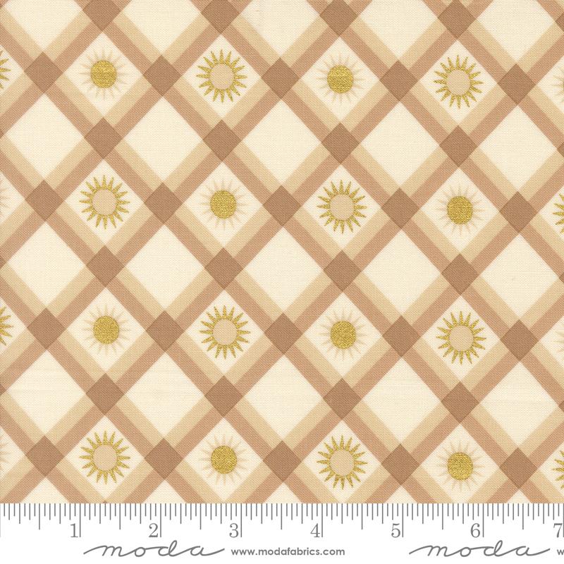 Ladybug Whimsy Check Natural - Quilt Fabric, zoomed in. Select this picture to zoom back out.