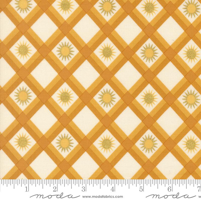 Ladybug Whimsy Check Golden - Quilt Fabric, zoomed in. Select this picture to zoom back out.