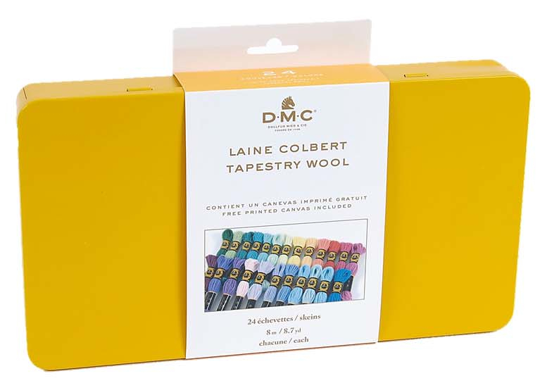 DMC Tapestry Wool Collector's Tin - 4 charts & 24 skeins
