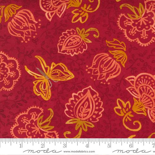Carolina Lilies Ruby - Modern Floral Boho Blooms - Fabric