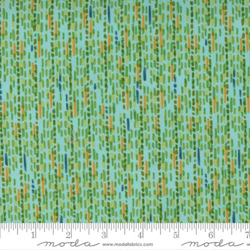 Carolina Lilies Aqua - Modern Floral Dashed - Quilt Fabric