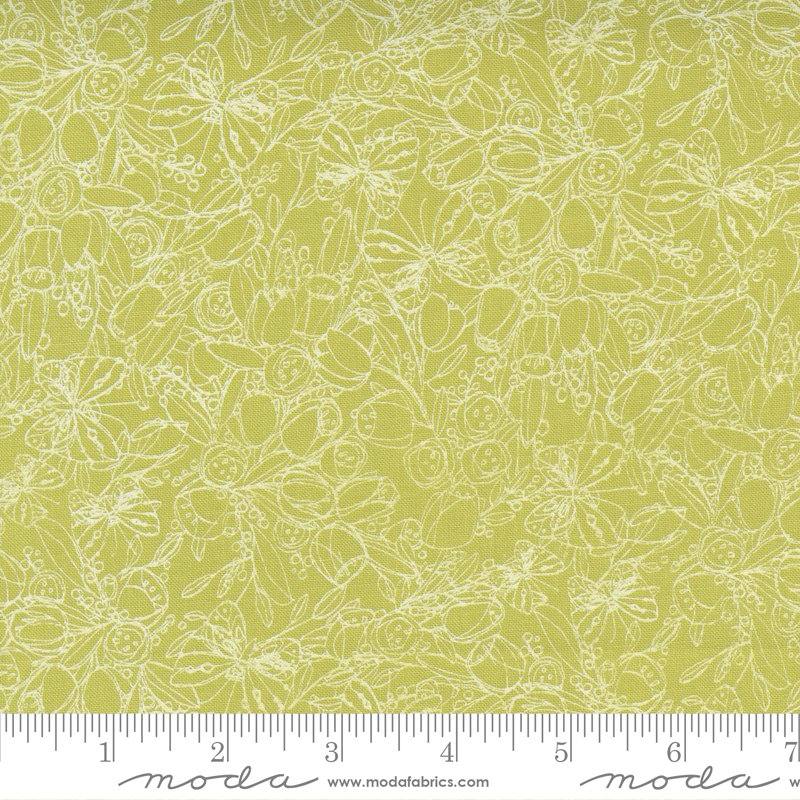 Tulip Tango Chartruese - Love - Quilt Fabric, zoomed in. Select this picture to zoom back out.