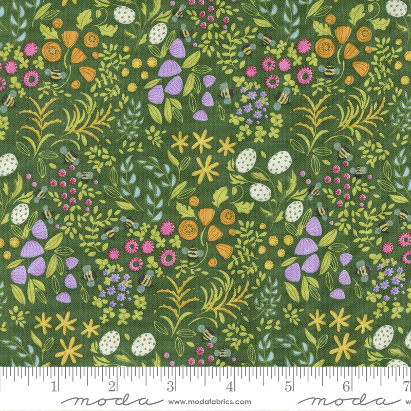 Wild Blossoms Basil - Little Wild Things Ditsy - Fabric