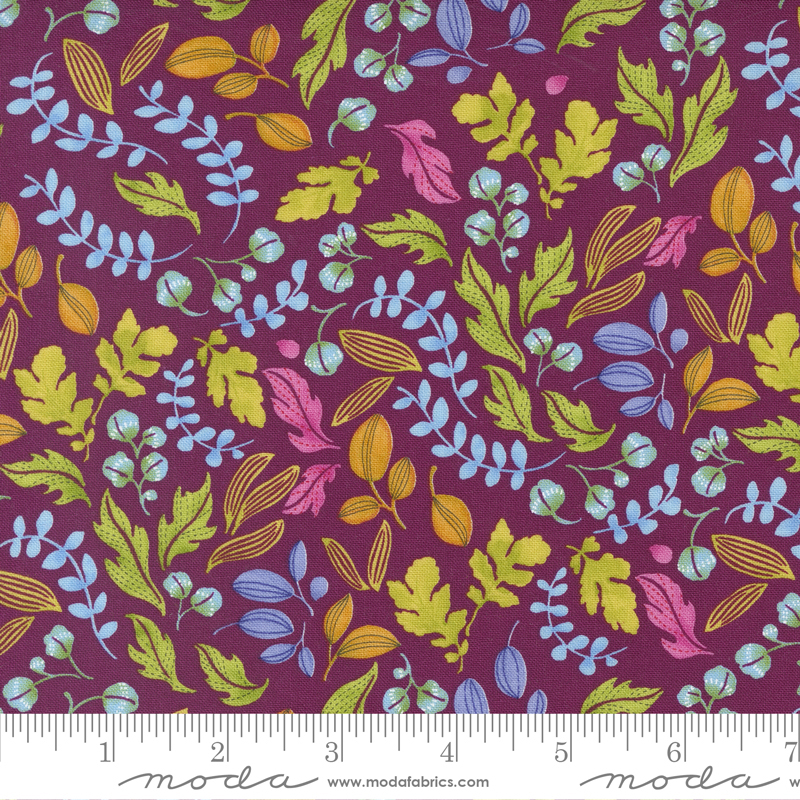 Wild Blossoms Berry - Leafy World Leaf - Quilt Fabric