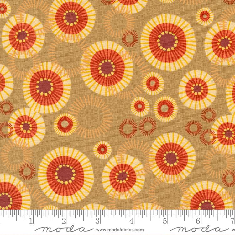 Forest Frolic Caramel - Mod Indian Blanket Dots - Fabric
