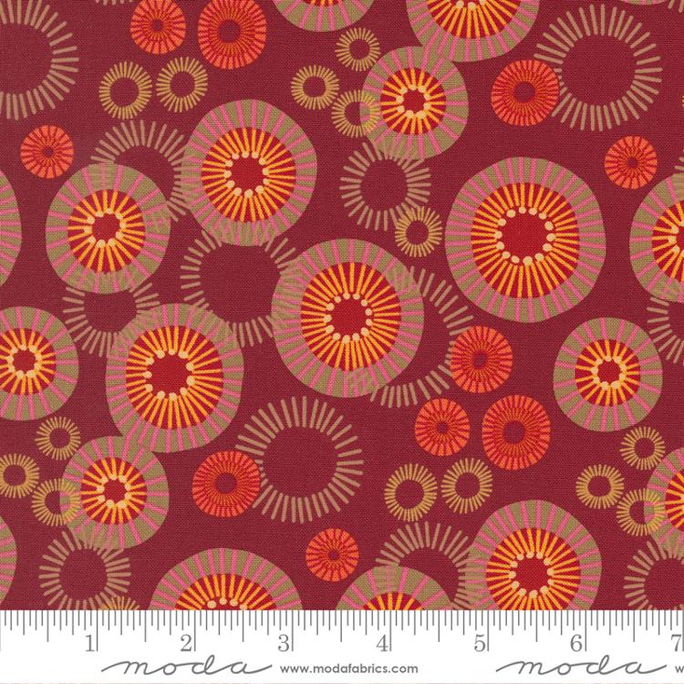 Forest Frolic Cinnamon - Mod Indian Blanket Dots - Fabric