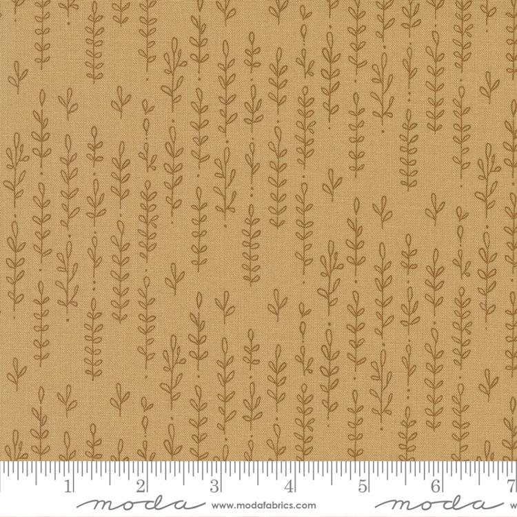 Forest Frolic Caramel - Leafy Lines Stripes - Quilt Fabric