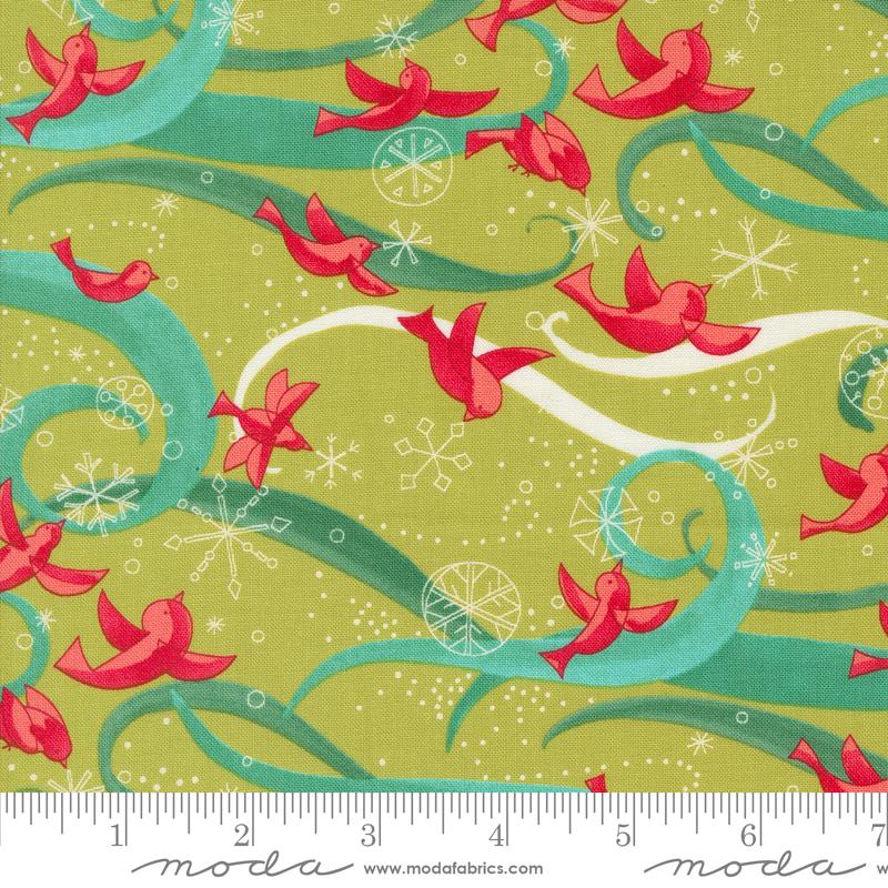 Winterly Birds - Chartreuse - Quilt Fabric