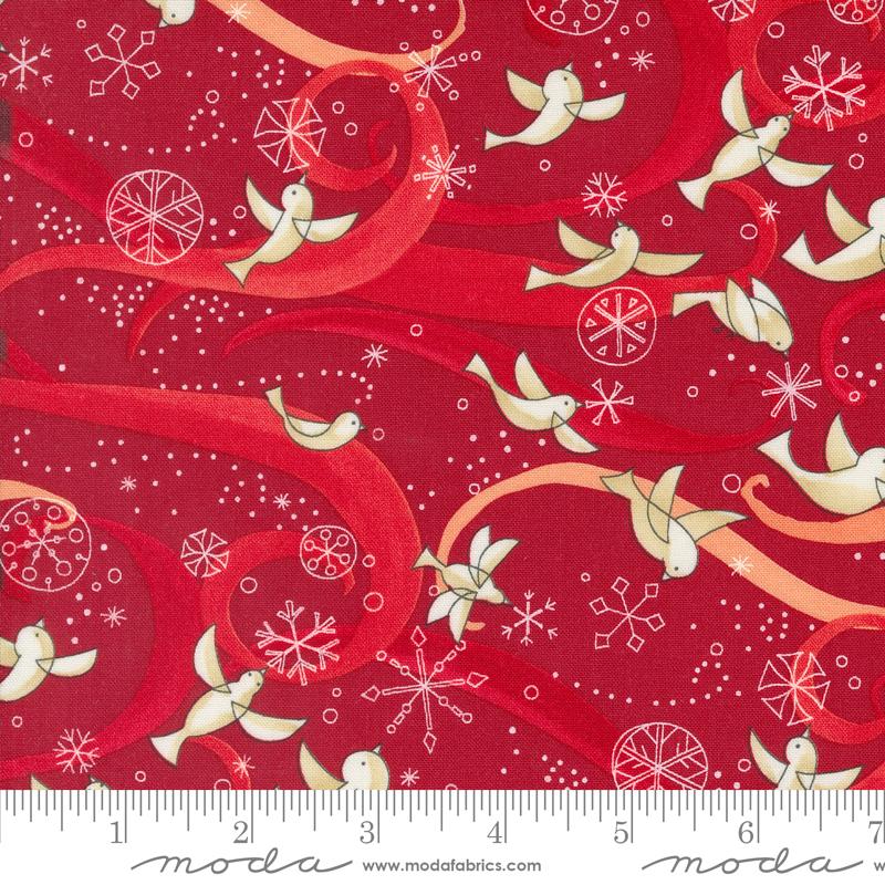 Winterly Birds - Crimson - Quilt Fabric