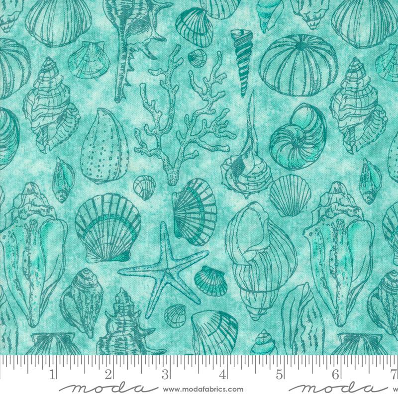 Serena Shores Shells - Aqua - Quilt Fabric