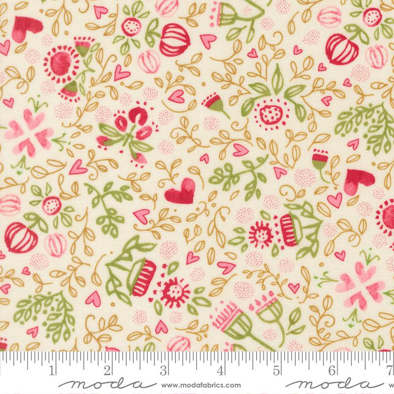 Darling Peony Floral Cream - Valentine Quilt Fabric