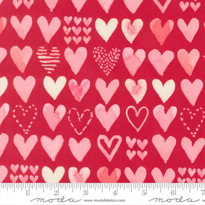 Darling Peony Hearts Lipstick - Valentine Quilt Fabric