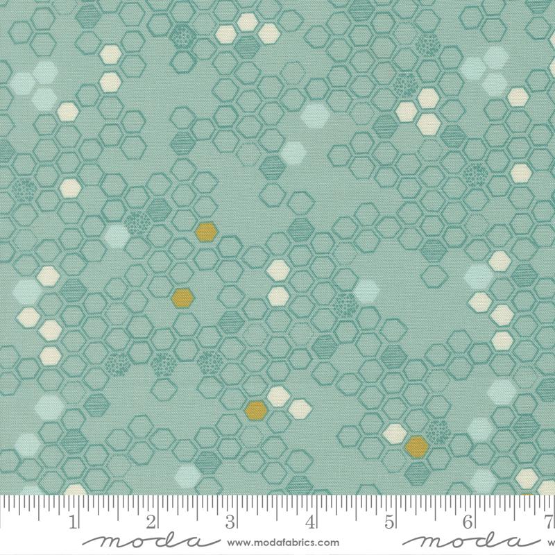 Pollinators Comb Stream - Quilt Fabric, zoomed in. Select this picture to zoom back out.