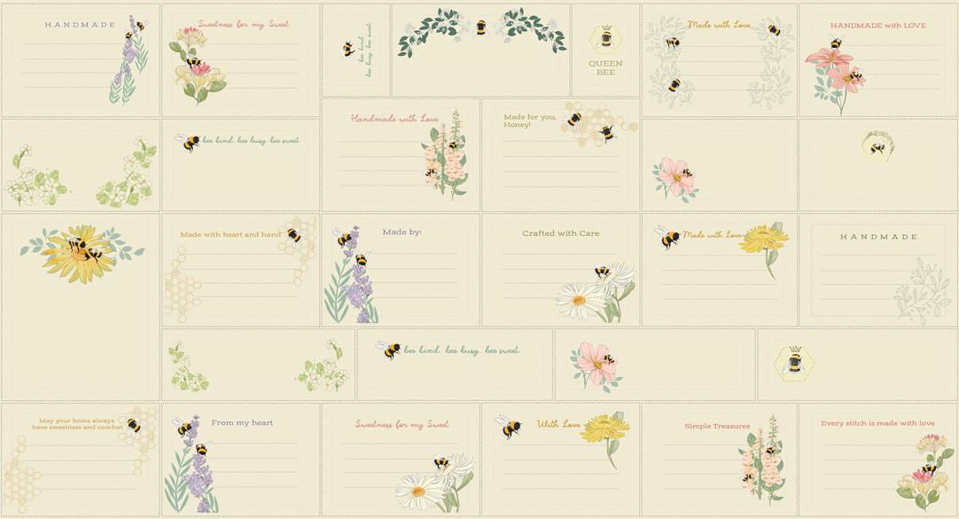 Pollinators Quilt Panel Cloud - Quilt Fabric, zoomed in. Select this picture to zoom back out.