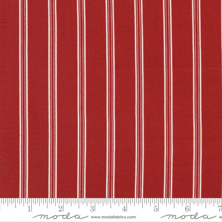 Red and White Gatherings Crimson - Double Stripes - Fabric
