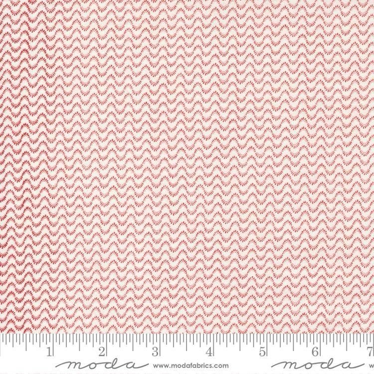 Red and White Gatherings Vanilla - Meander Stripes - Fabric
