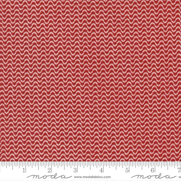 Red and White Gatherings Crimson - Meander Stripes - Fabric