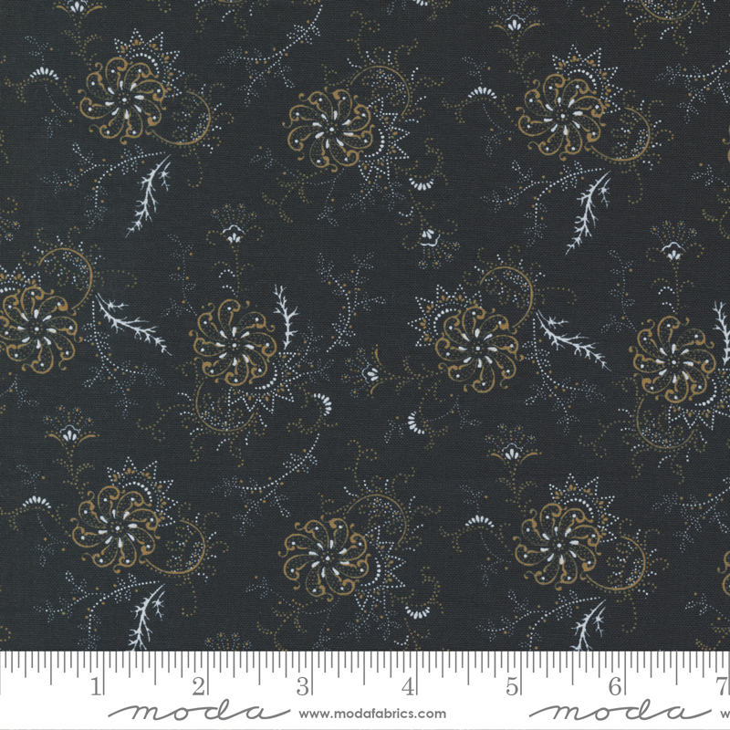 Rustic Gatherings Black Dirt - Swirling Flowers - Fabric