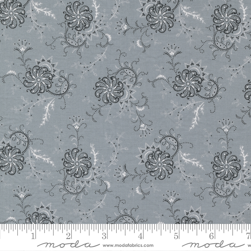 Rustic Gatherings Steel - Swirling Flowers - Quilt Fabric