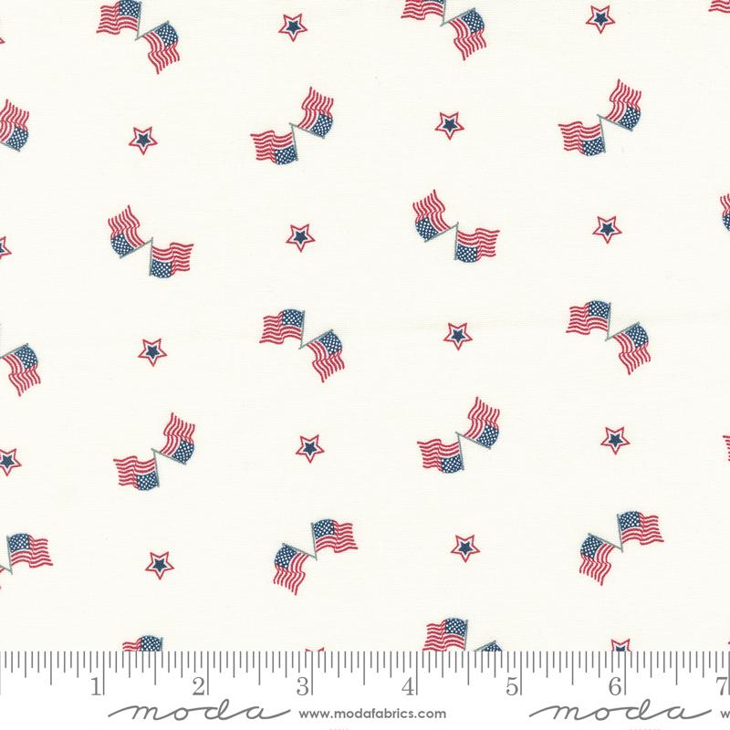 Old Glory Novelty American Flags - Dove - Quilt Fabric