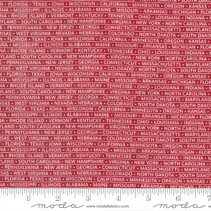 State Stripe Text and Words - Heart Red - Quilt Fabric