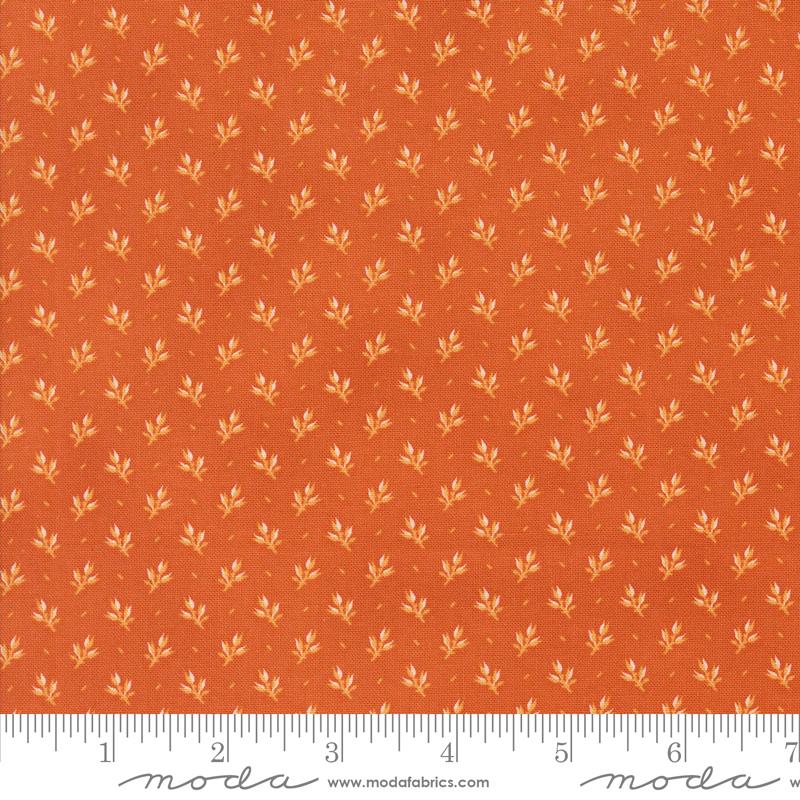 Pumpkin Spice Gatherings Trumpet Vine - Quilt Fabric, zoomed in. Select this picture to zoom back out.