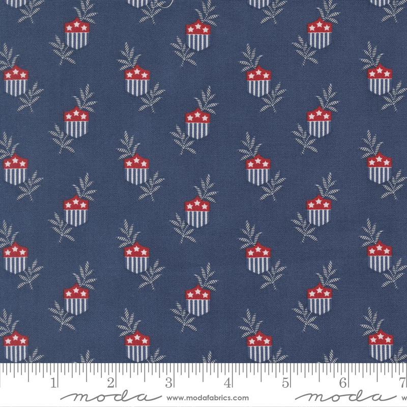 American Gatherings III Shield Nautical Blue - Quilt Fabric