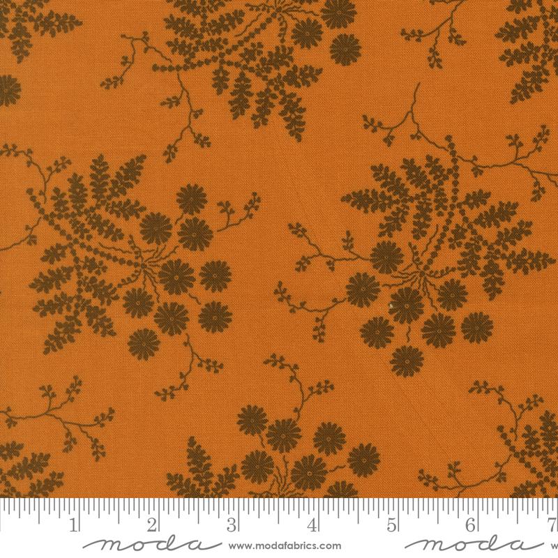 Wildflower Gatherings Flower Marigold - Quilt Fabric, zoomed in. Select this picture to zoom back out.