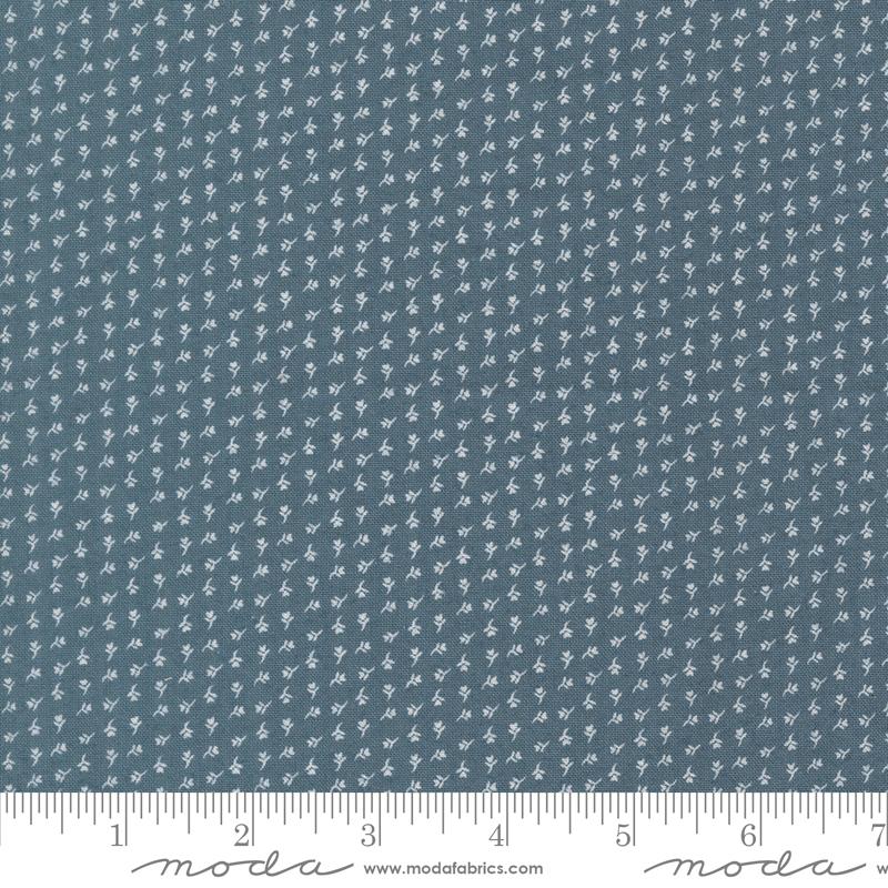 Wildflower Gatherings Sprigs Blue Bonnet - Quilt Fabric, zoomed in. Select this picture to zoom back out.