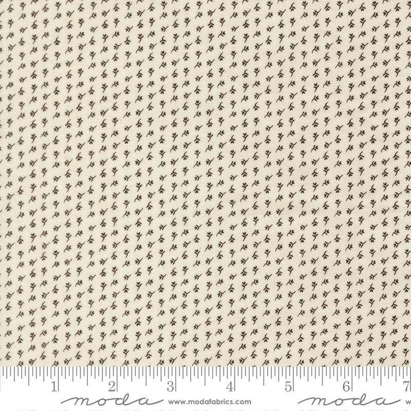 Wildflower Gatherings Sprigs Lily Mushroom - Quilt Fabric, zoomed in. Select this picture to zoom back out.