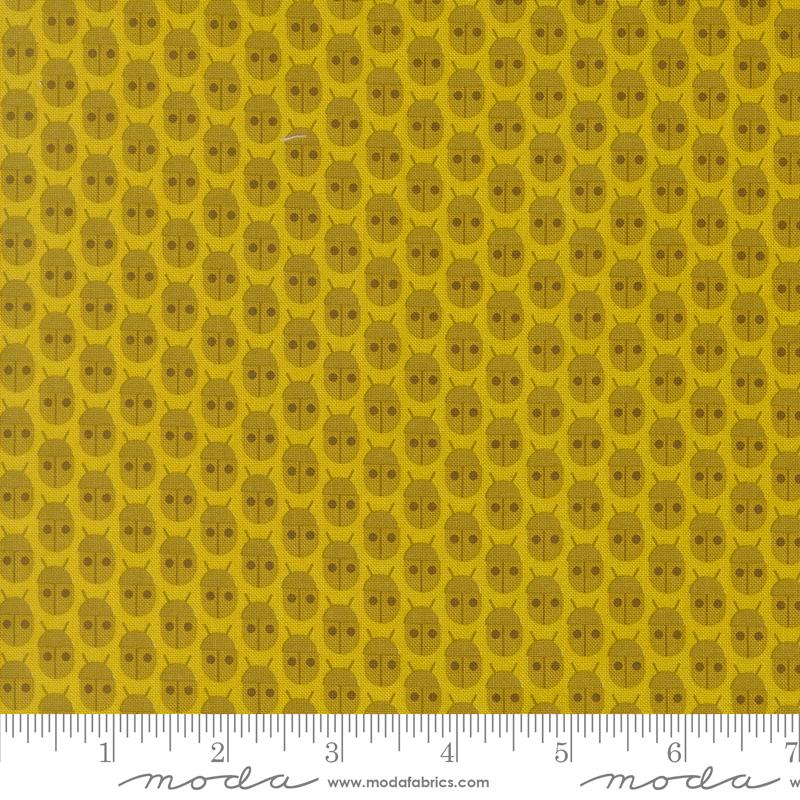 Popcorn Ladybug Citrine - Quilt Fabric, zoomed in. Select this picture to zoom back out.